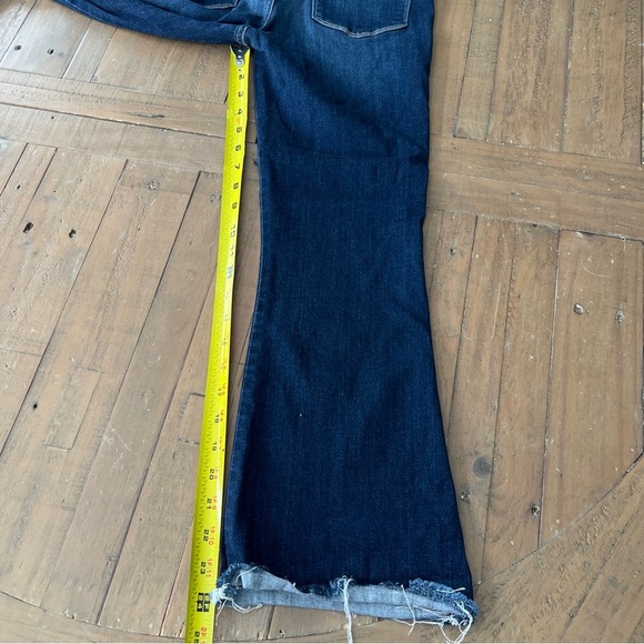 FRAME DENIM LE CROP MINI BOOT STRETCH DENIM JEANS CROP FLARE RAW HEM sz 28 Dark - Picture 10 of 12